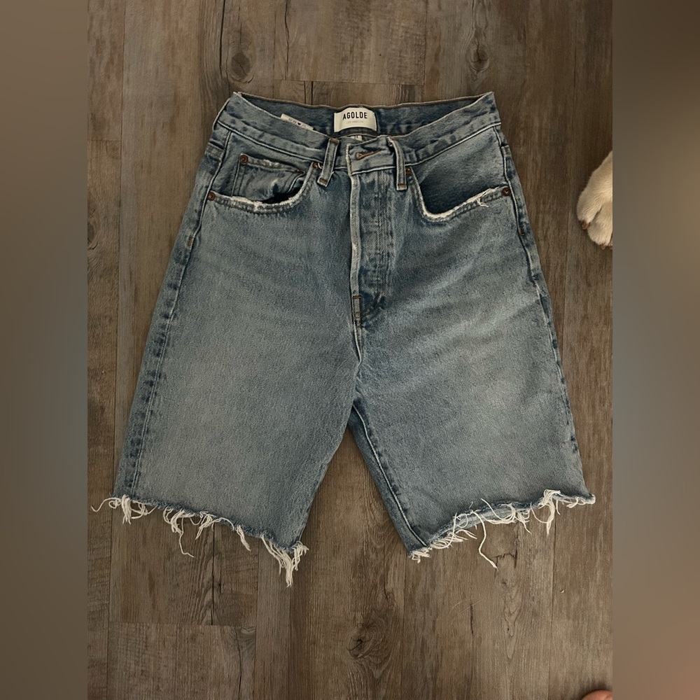 Agolde Light Blue Denim Shorts